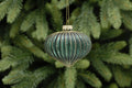 Green With Gold Glitter Ridged Glass Onion Christmas Treet Decoration