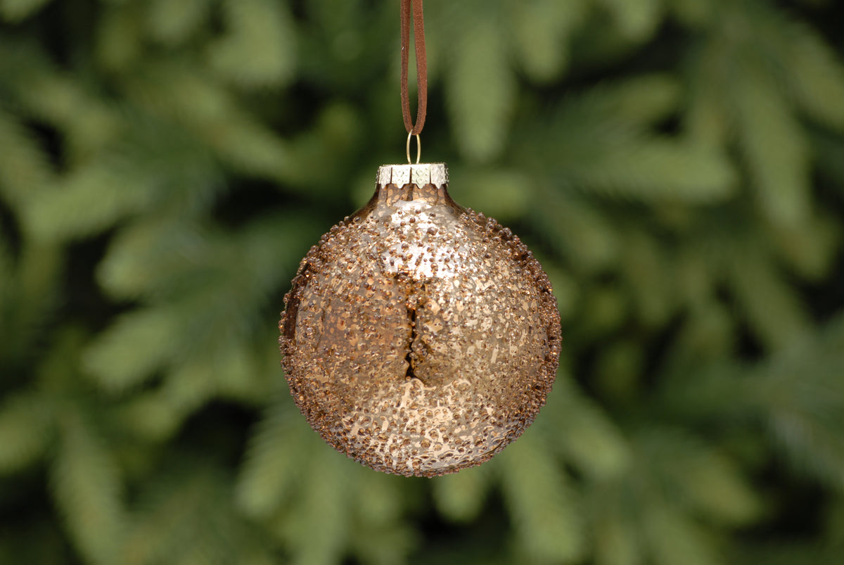 Metallic Copper Glass Ball Christmas Tree Decoration