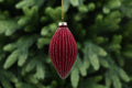Burgundy Flock Glass Teardrop Gold Glitter Christmas Tree Decoration