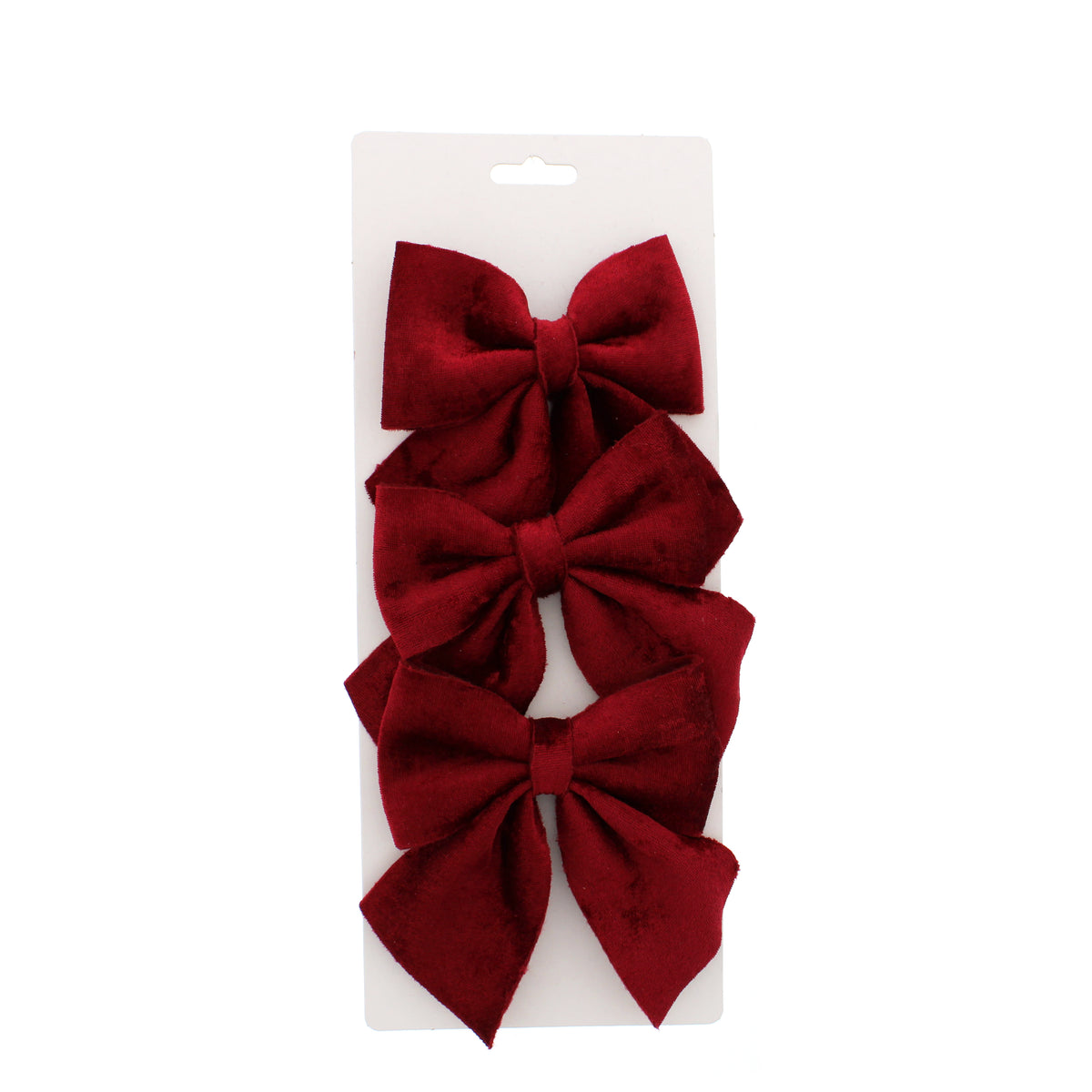 Burgundy Velvet Bows 15cm Set of 3