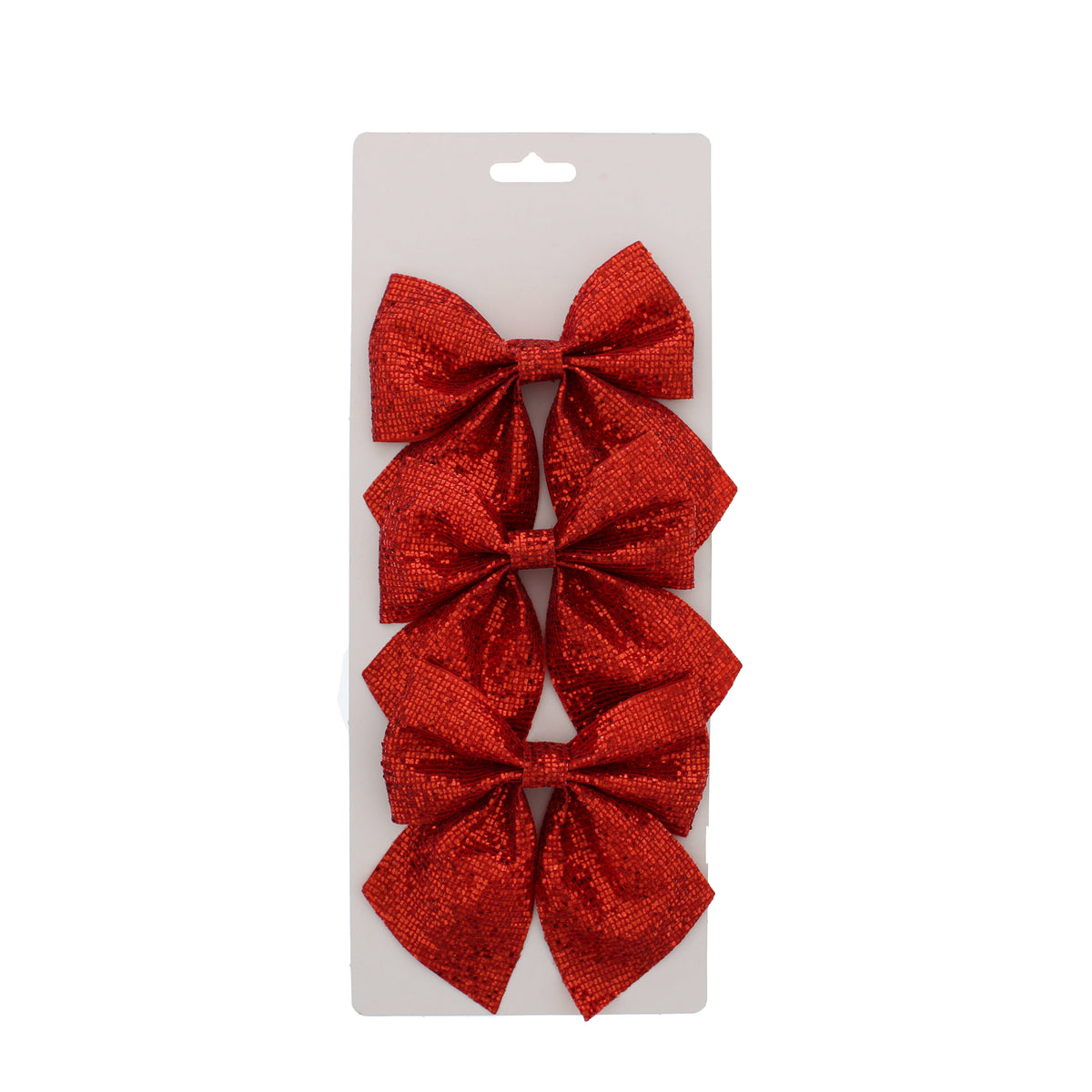 Christmas Red Glitter Bows 15cm Set of 3