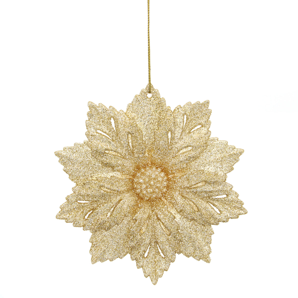 Hanging Champagne Gold Poinsettia Christmas Tree Decoration