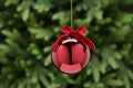 Shiny Burgundy Glass Ball With Bow Top Christmas Tree Decoration