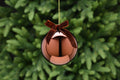 Shiny Brown Glass Christmas Tree Bauble With Bow Top