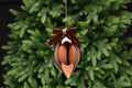 Shiny Brown Glass Drop With Bow Top Christmas Tree Decoration