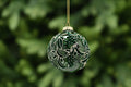 Green Glass Ball Flocked Petals Christmas Tree Decoration