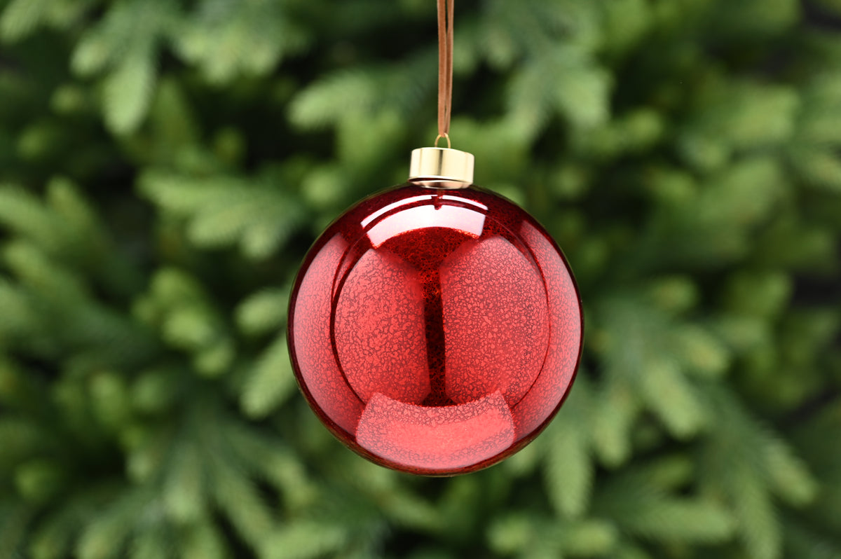 Red Glass Ball Mottle Effect Christmas Tree Decoration 8cm