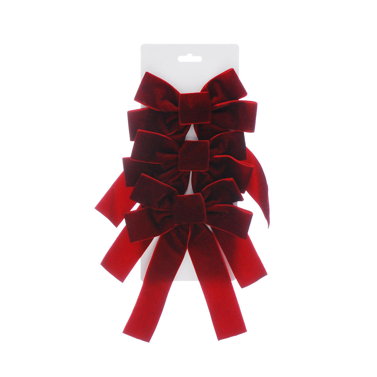 Burgundy Velvet Bow 24cm Set of 3