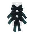 Dark Green Velvet Bow 24cm Set of 3