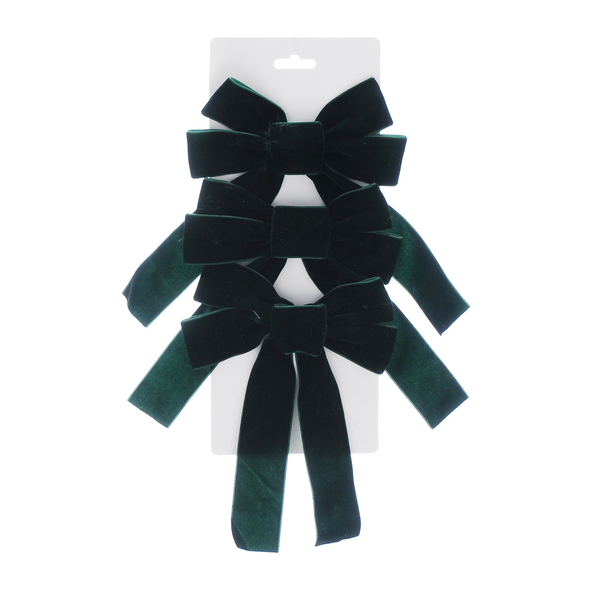 Dark Green Velvet Bow 24cm Set of 3