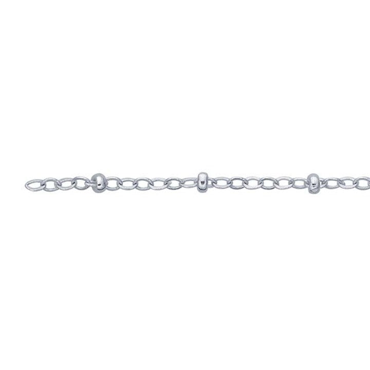 Permanent Jewellery Anklet 27cm Flat Oval Cable Chain 2mm Beads Sterling Silver