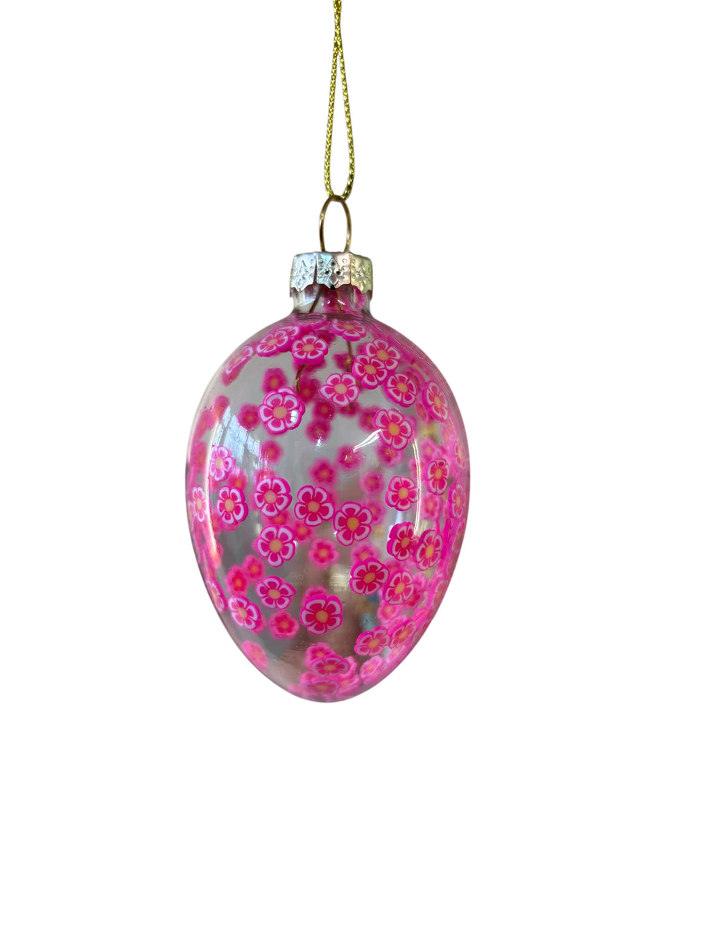 Glass Egg Pink Flower