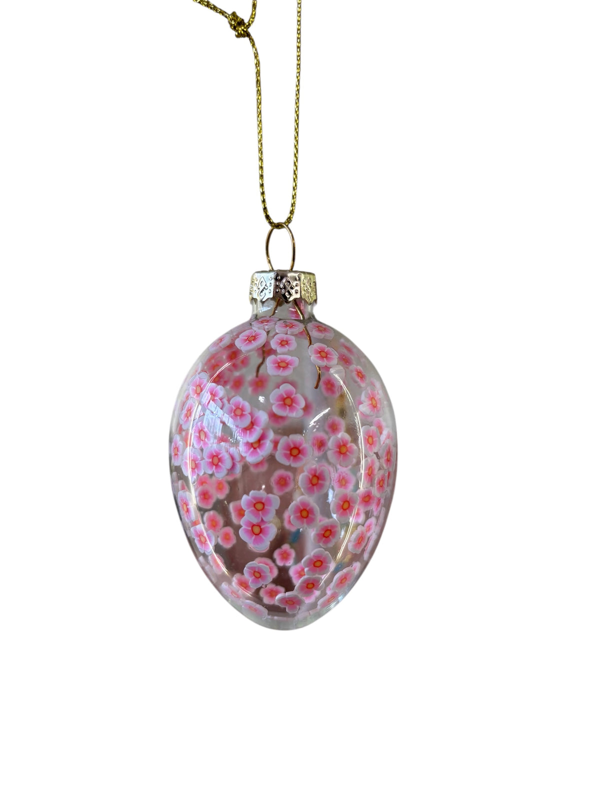 Glass Egg Pink Flower