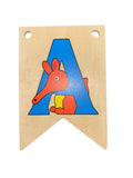 Ryan Town Wooden Alphabet Bunting Letter A Blue Anteater