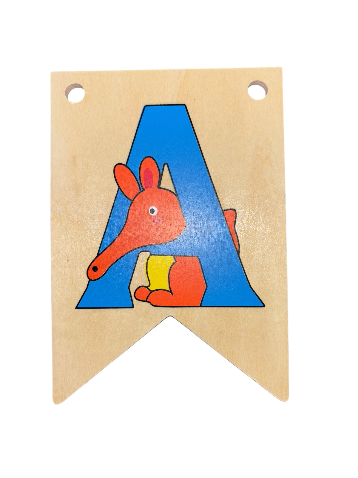 Ryan Town Wooden Alphabet Bunting Letter A Blue Anteater