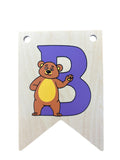 Ryan Town Wooden Alphabet Bunting Letter B Purple Bear