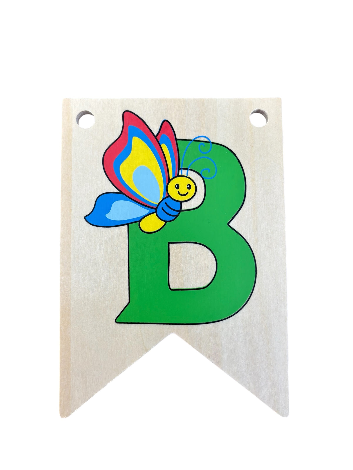 Ryan Town Wooden Alphabet Bunting Letter B Green Butterfly
