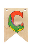 Ryan Town Wooden Alphabet Bunting Letter C Orange Crocodile