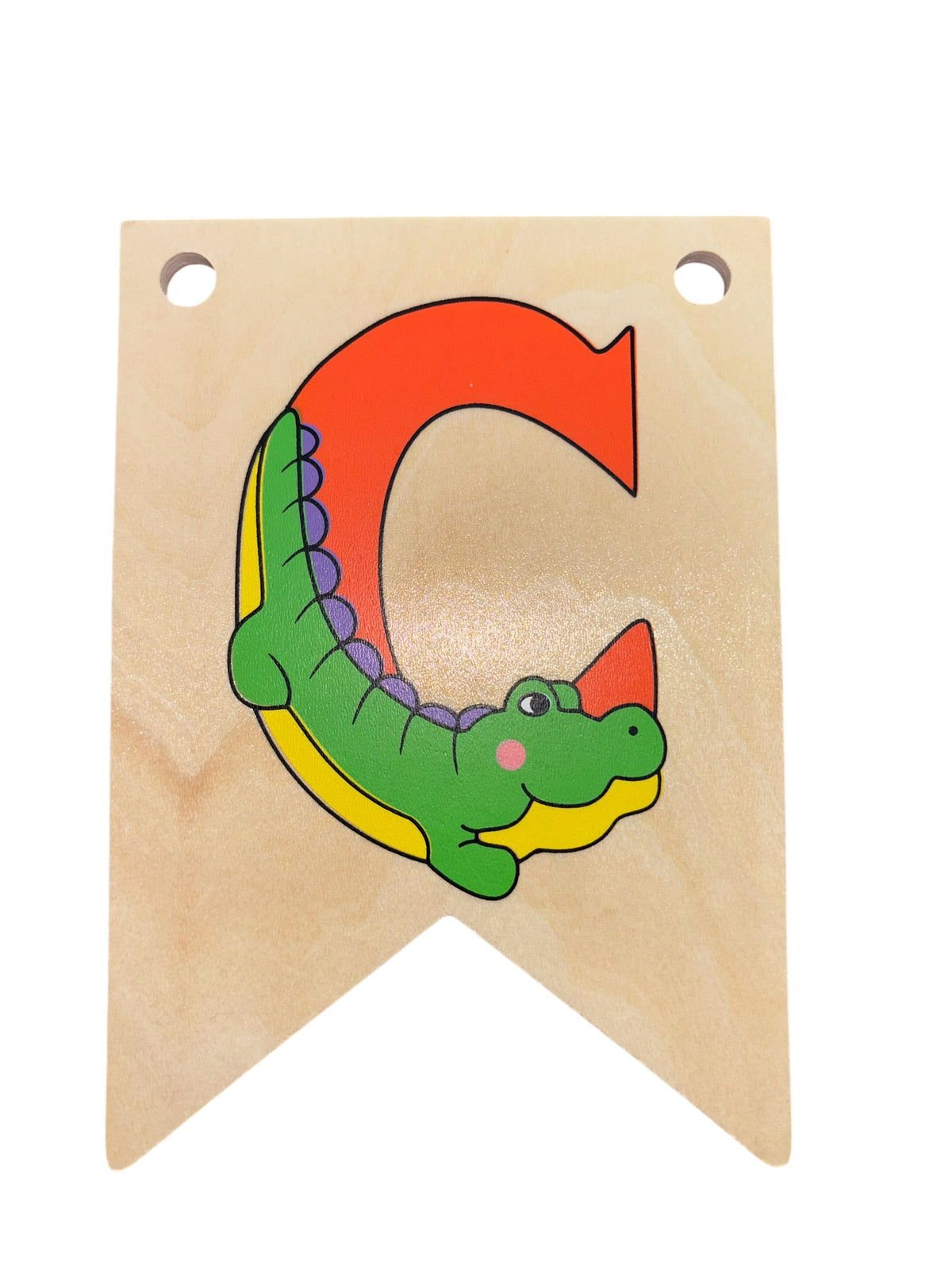 Ryan Town Wooden Alphabet Bunting Letter C Orange Crocodile
