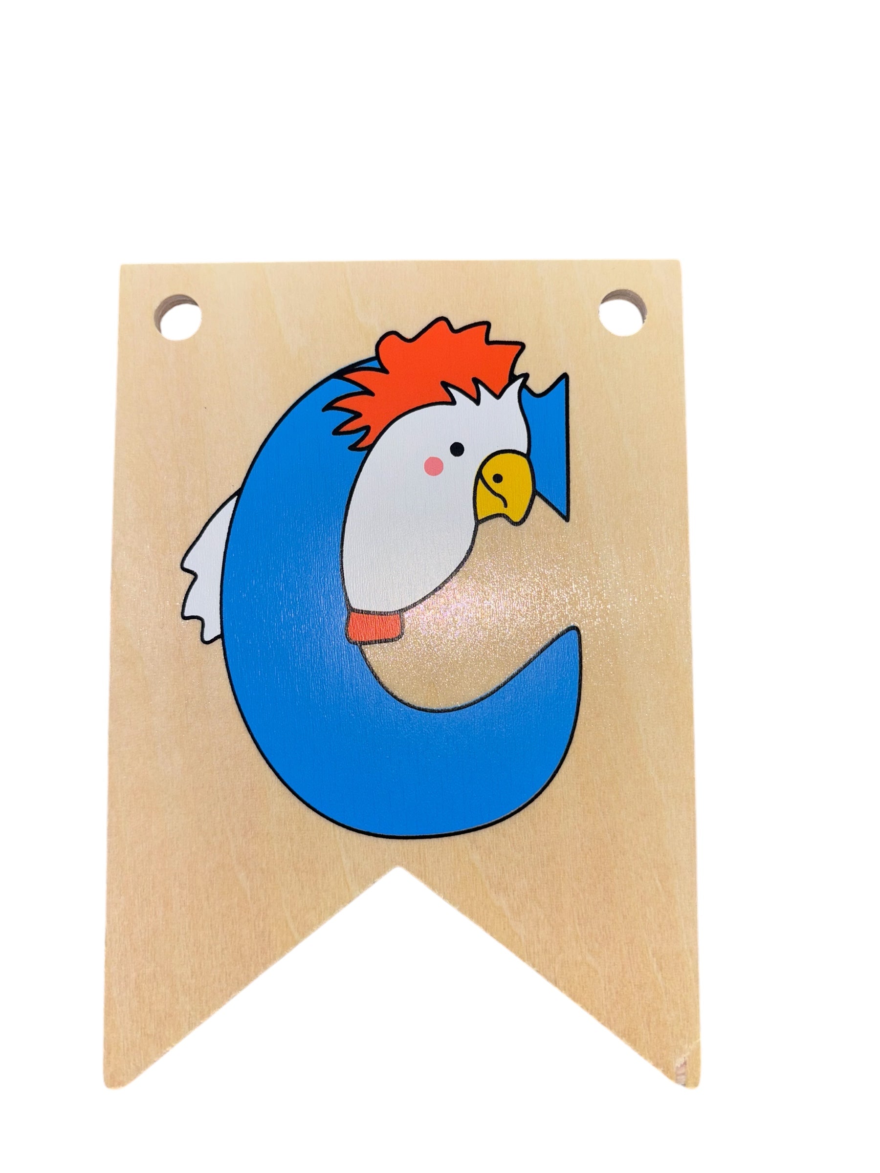 Ryan Town Wooden Alphabet Bunting Letter C Blue Cockatoo