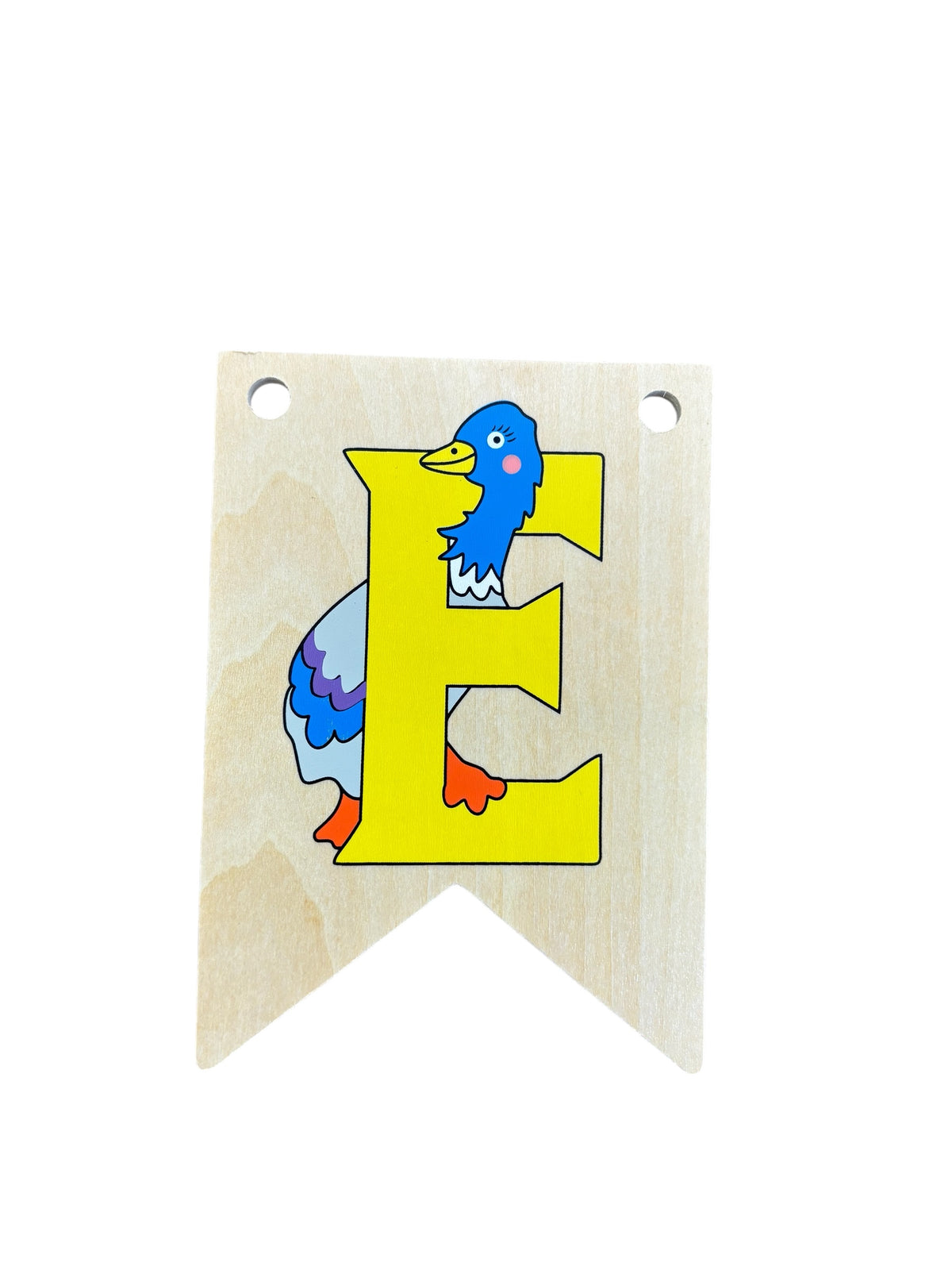 Ryan Town Wooden Alphabet Bunting Letter E Emu Yellow