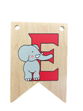 Ryan Town Wooden Alphabet Bunting Letter E Red Elephant
