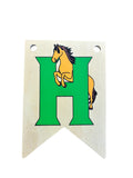 Ryan Town Wooden Alphabet Bunting Letter H Green Horse