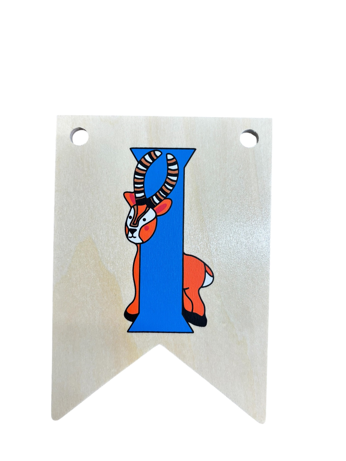 Ryan Town Wooden Alphabet Bunting Letter I Blue Impala