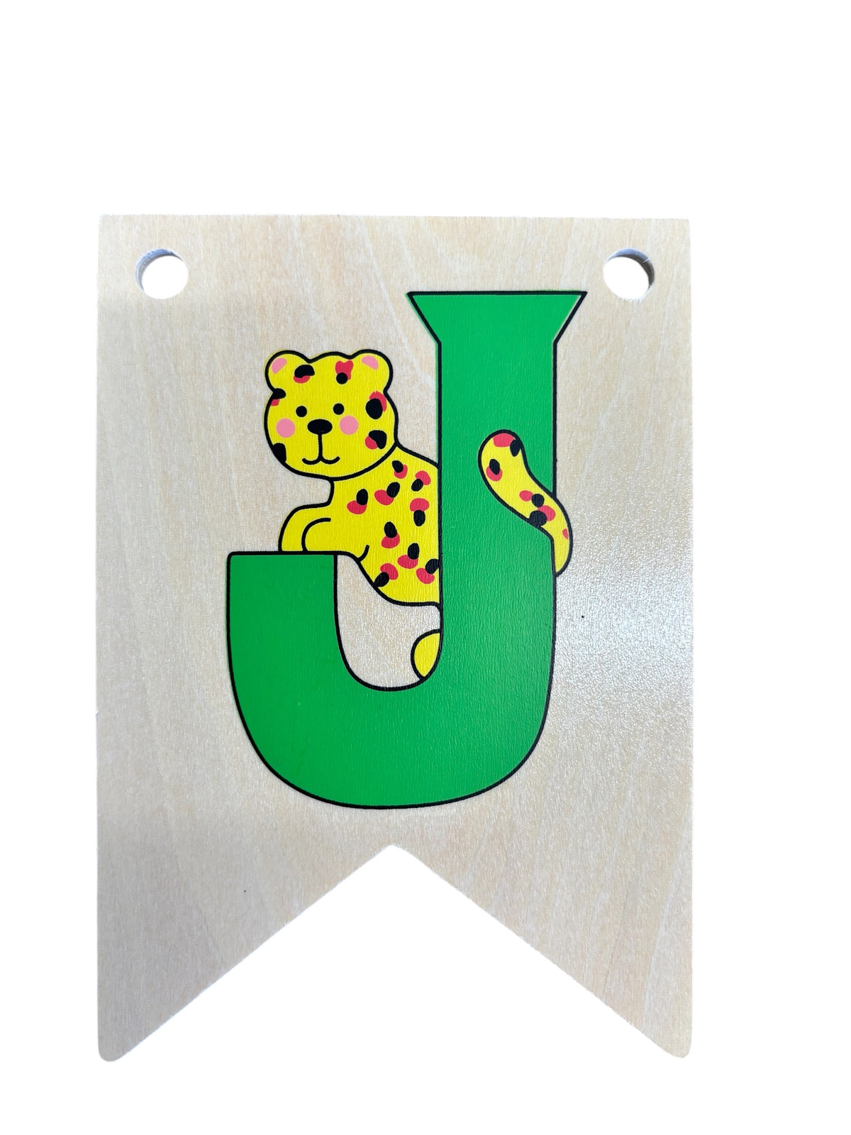 Ryan Town Wooden Alphabet Bunting Letter J Green Jaguar