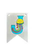 Ryan Town Wooden Alphabet Bunting Letter J Turquoise Jelly Fish