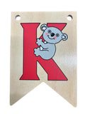Ryan Town Wooden Alphabet Bunting Letter K Red Koala