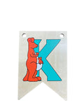 Ryan Town Wooden Alphabet Bunting Letter K Turquoise Kangaroo