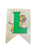 Ryan Town Wooden Alphabet Bunting Letter L Green Lion