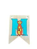 Ryan Town Wooden Alphabet Bunting Letter M Turquoise Meerkat