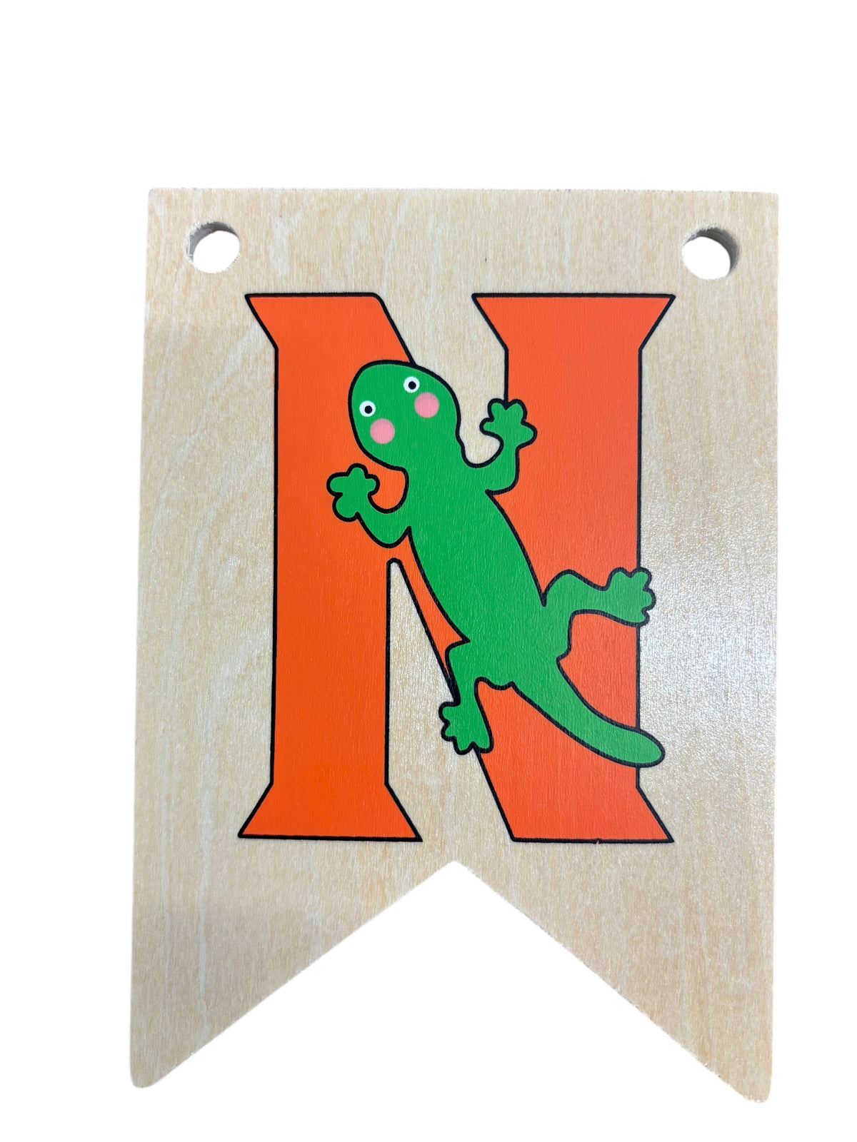Ryan Town Wooden Alphabet Bunting Letter N Orange Newt