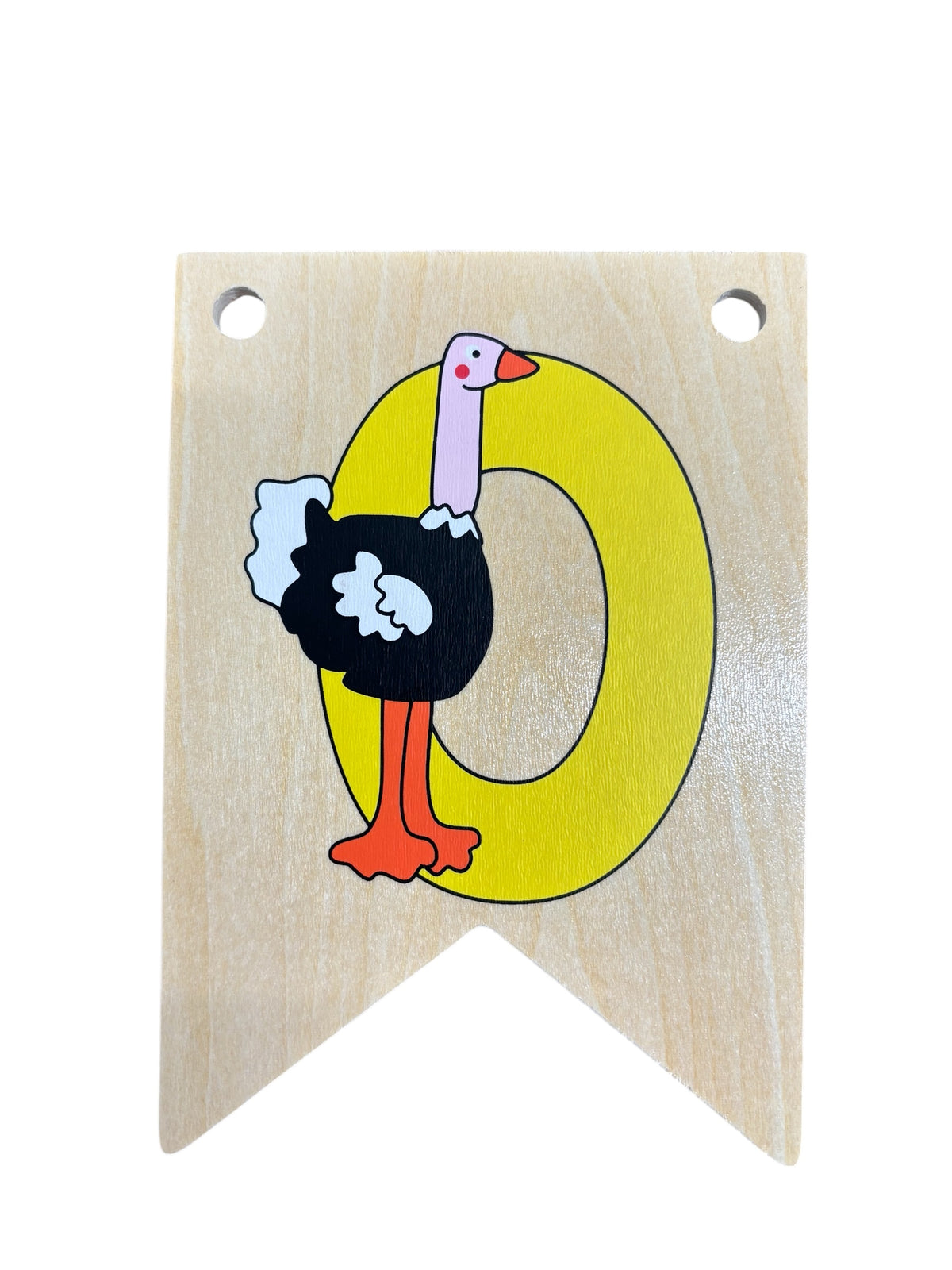 Ryan Town Wooden Alphabet Bunting Letter O Yellow Ostrich