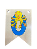 Ryan Town Wooden Alphabet Bunting Letter O Blue Octopus