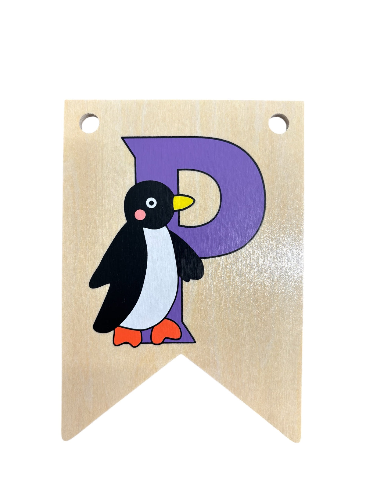 Ryan Town Wooden Alphabet Bunting Letter P Purple Penguin