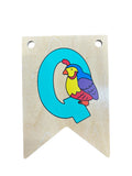 Ryan Town Wooden Alphabet Bunting Letter Q Turquoise Quail