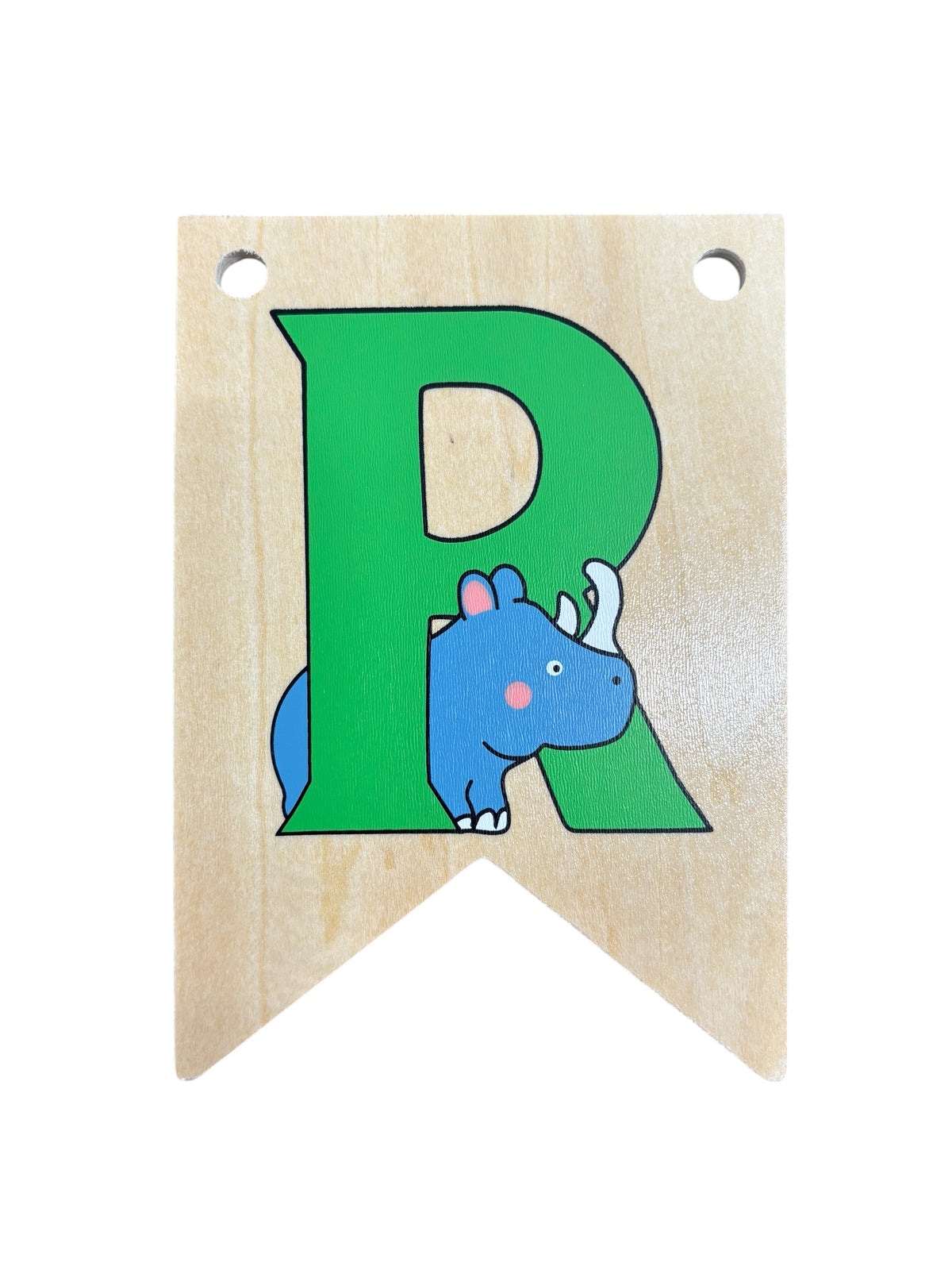 Ryan Town Wooden Alphabet Bunting Letter R Green Rhino