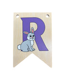 Ryan Town Wooden Alphabet Bunting Letter R Purple Rabbit