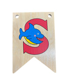 Ryan Town Wooden Alphabet Bunting Letter S Red Shark