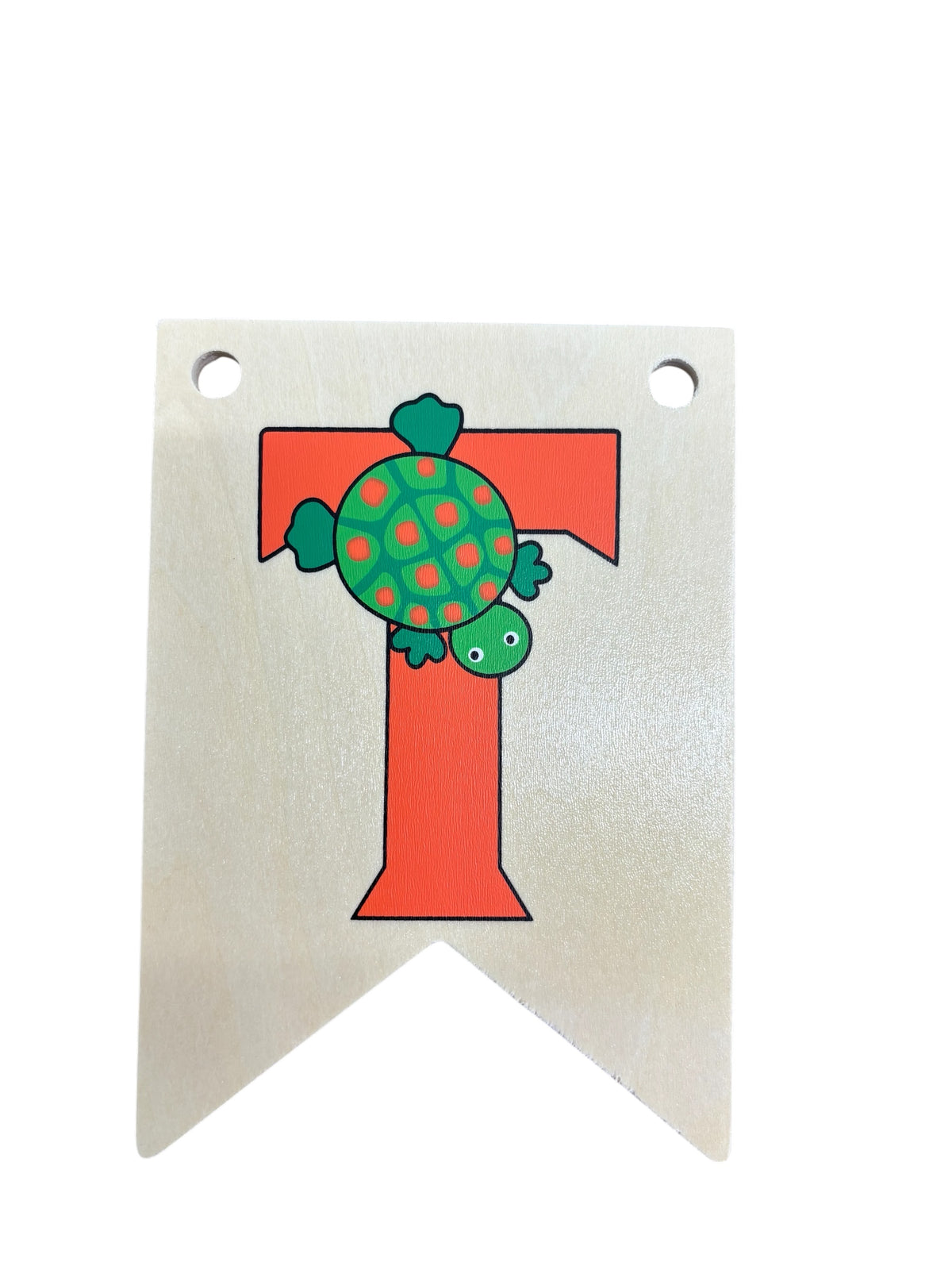 Ryan Town Wooden Alphabet Bunting Letter T Orange Tortoise