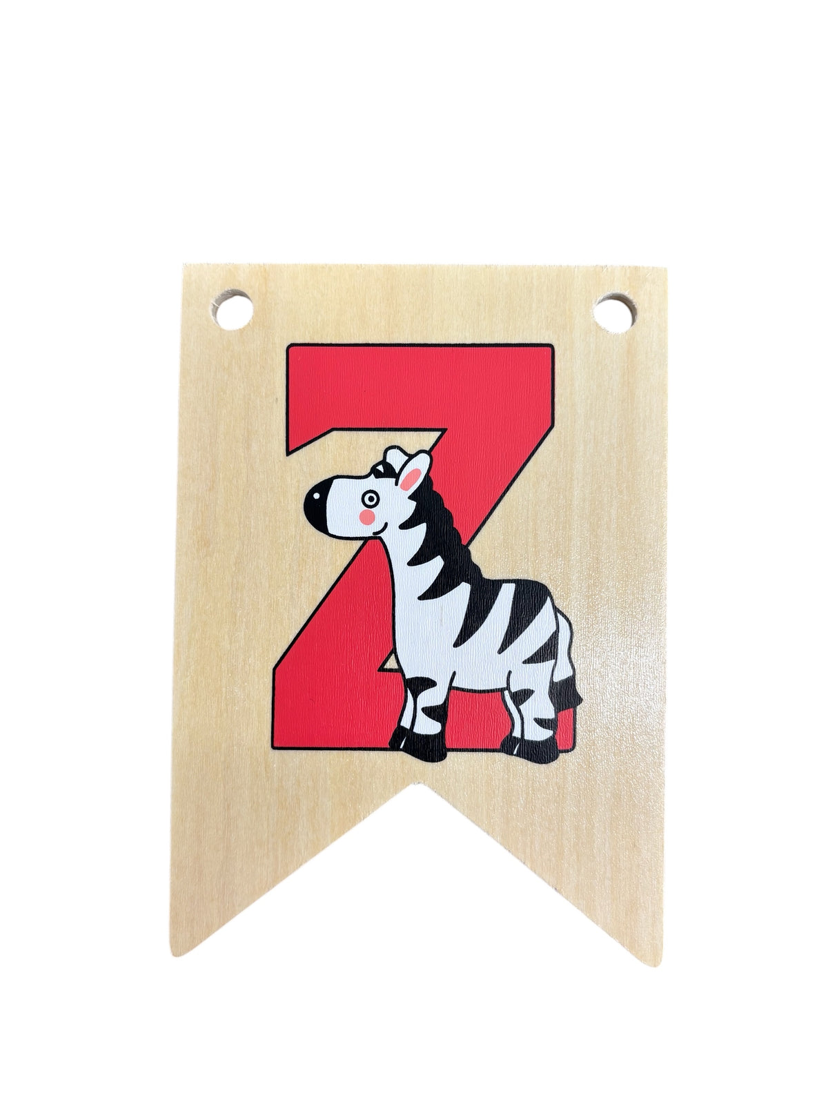 Ryan Town Wooden Alphabet Bunting Letter Z Red Zebra