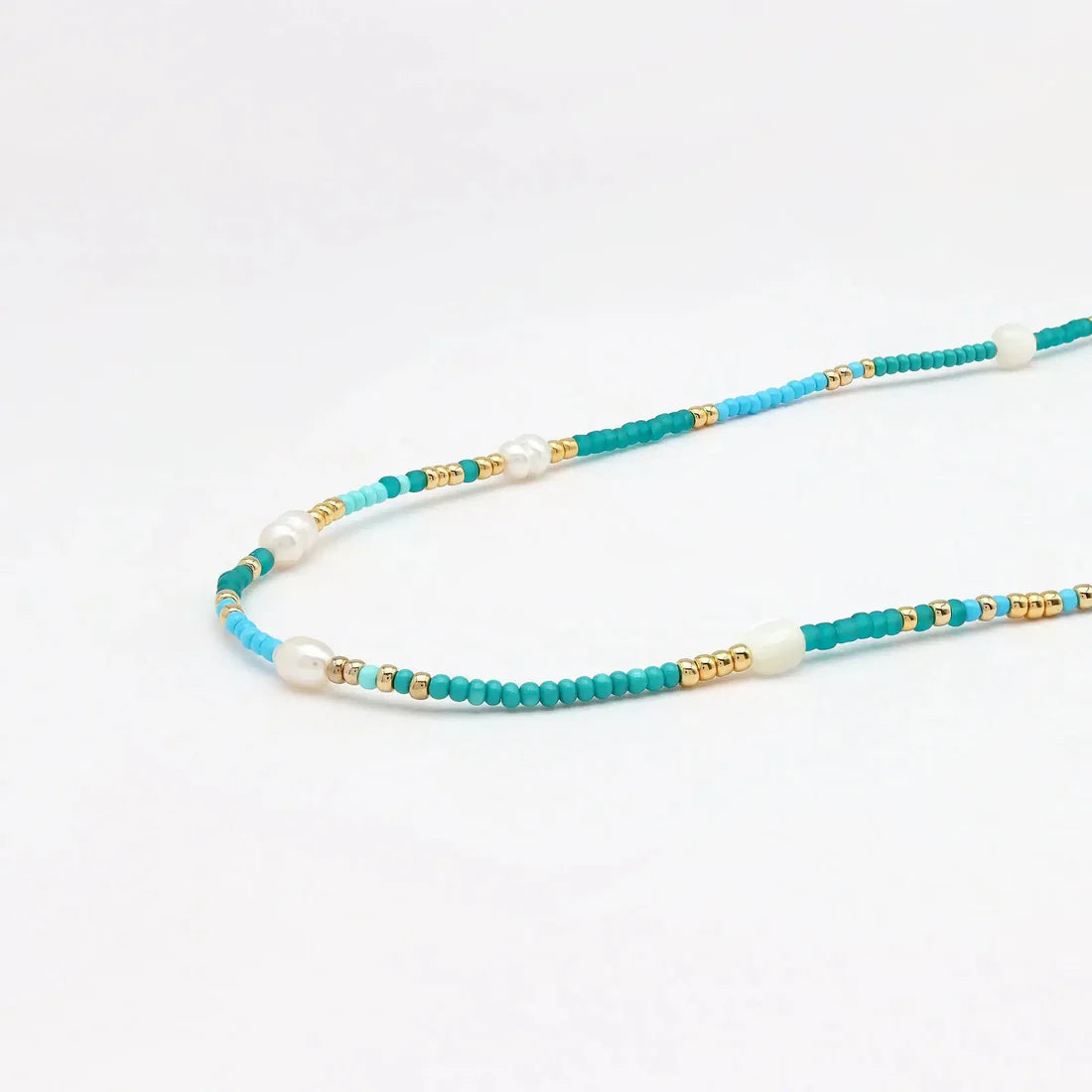 Pineapple Island Giada Cinta Pearl Beaded Surf Necklace Blue
