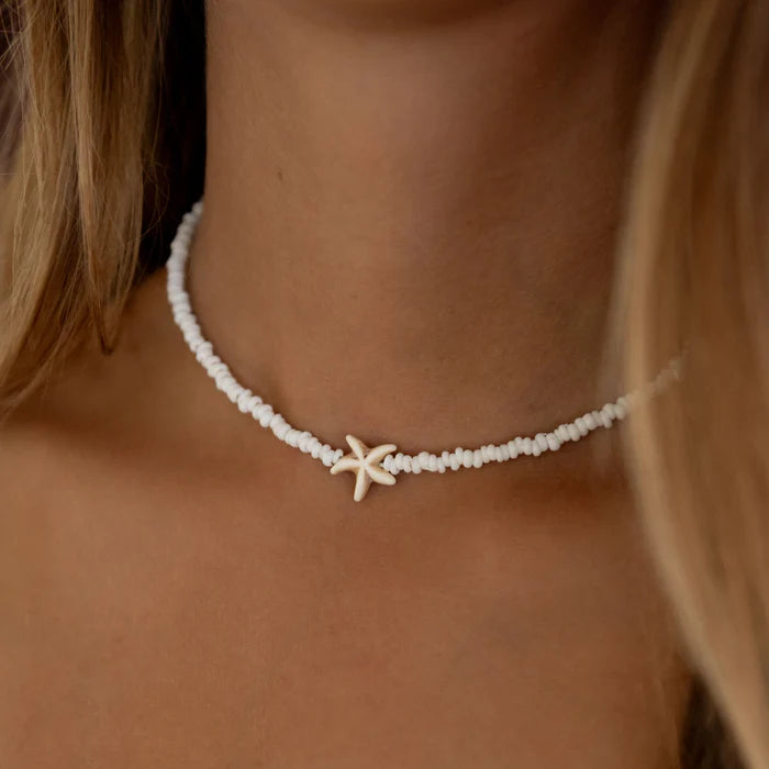 Pineapple Island Adjustable Starfish Charm Necklace White