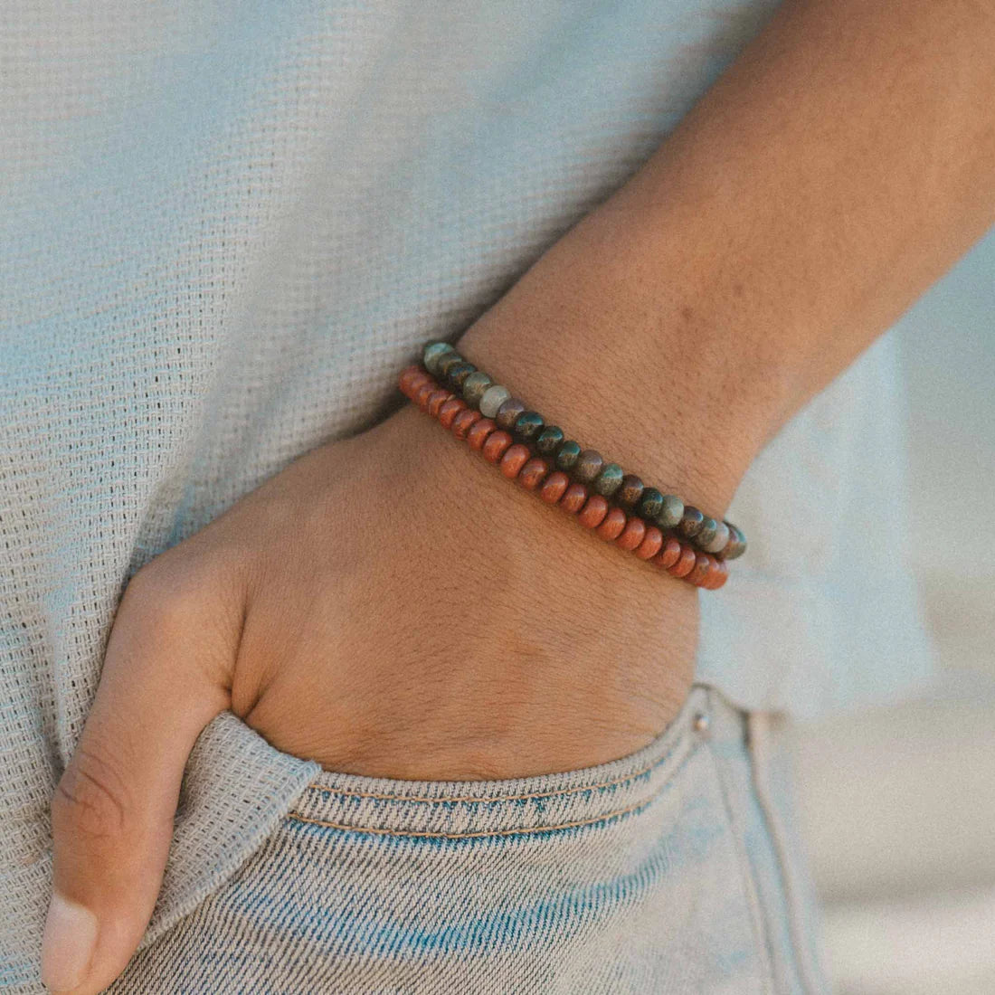 Pineapple Island Alami Elastic Indian Agate Bracelet