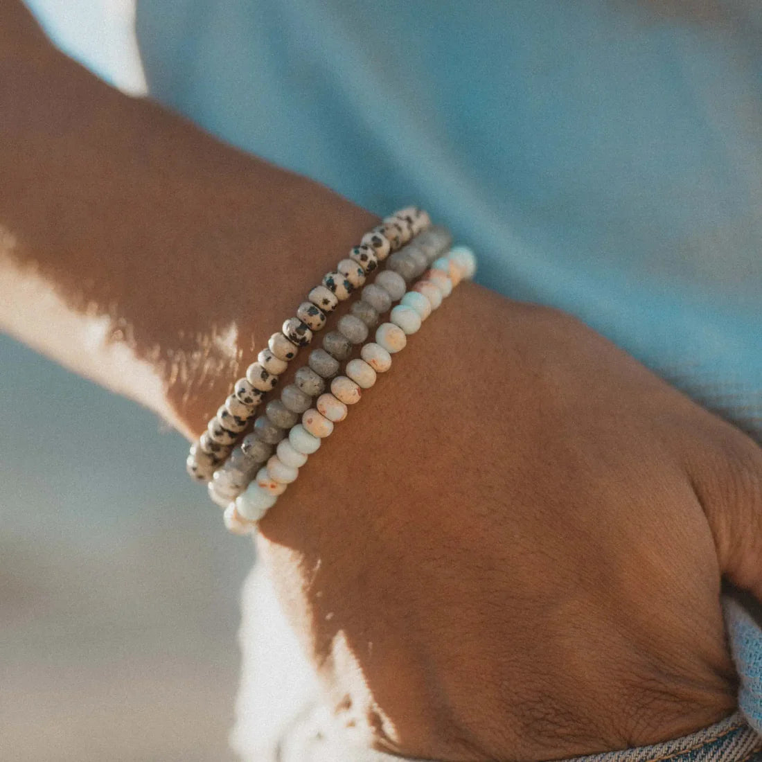 Pineapple Island Alami Elastic Dalmation Jasper Bracelet