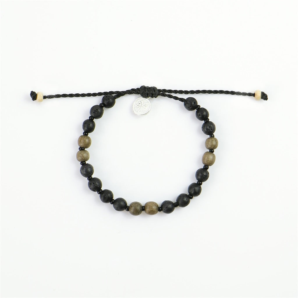 Pineapple Island Cannon Beach Natural Stone Bracelet Black Olive
