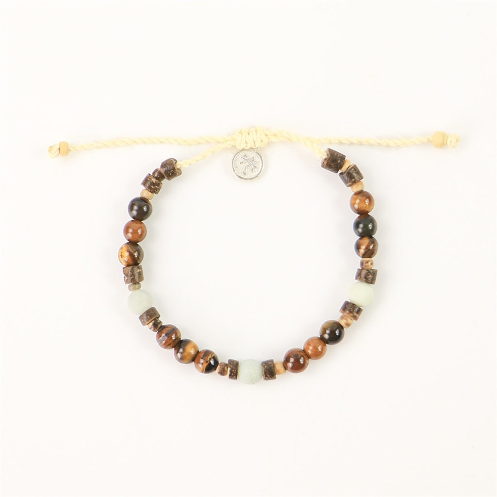 Pineapple Island Cannon Beach Natural Stone Bracelet Wood Ivory